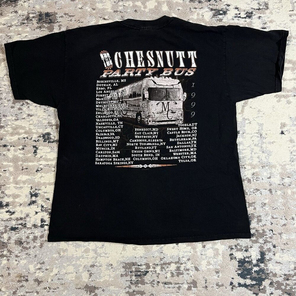 Vintage 90’s Mark Chestnutt Party Bus Concert Tour T-Shirt Men’s Sz XL Country